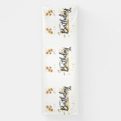 ハッピーバースデー ゴールド 4x12 ヴィニール バナー 横断幕 (縦)