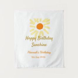 ハッピーバースデー サンシャインイエローオレンジ バースデー ボー♪ タペストリー