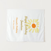 ハッピーバースデー サンシャインイエローオレンジ バースデー ボー♪ タペストリー (正面(横))