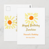 ハッピーバースデー サンシャインイエローオレンジ バースデー ボー♪ ポストカード (正面/裏面)