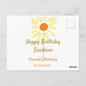 ハッピーバースデー サンシャインイエローオレンジ バースデー ボー♪ ポストカード (裏面)