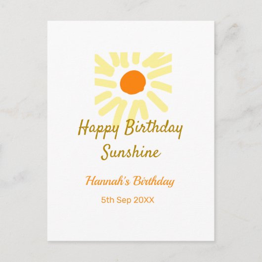 ハッピーバースデー サンシャインイエローオレンジ バースデー ボー♪ ポストカード (正面)