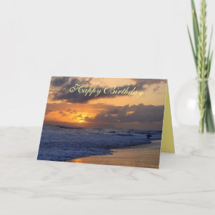 ハッピーバースデー、サーファーカウアイビーチサンセット カード