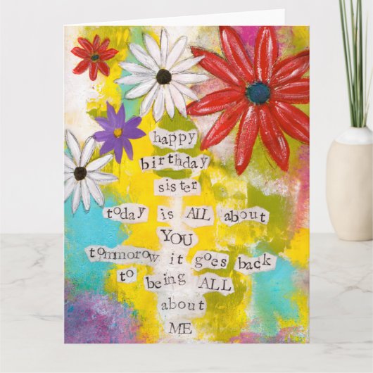 ハッピーバースデー、シスター – グリーティ空白のングカード カード (正面)