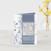 ハッピーバースデー（シルエット） カード (黄色い花)