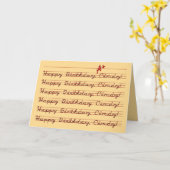 ハッピーバースデー、シンディー、ヴィンテージ カード (黄色い花)