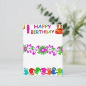 ハッピーバースデー、シンプルフレーム縁ど誕生日カード (スタンド正面)