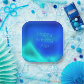 "ハッピーバースデー"シーグリーンとブルー紙プレート ペーパープレート (パーティー)