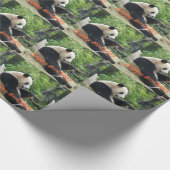 ハッピーバースデー、ジャイアント食べパンダの竹。 ラッピングペーパー (角)