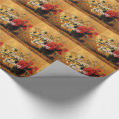 ハッピーバースデー、ジャグカーネーション赤と白付き ラッピングペーパー (角)