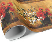 ハッピーバースデー、ジャグカーネーション赤と白付き ラッピングペーパー (ロールコーナー)