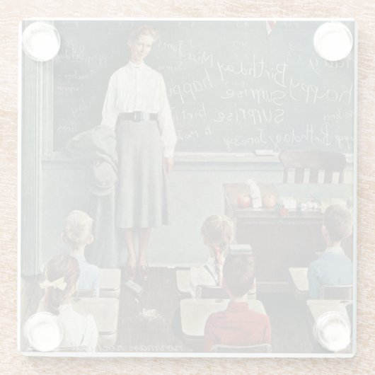 ハッピーバースデー、ジョーン恋しく思ズバイノーマン・ロックウェル ガラスコースター (裏面)