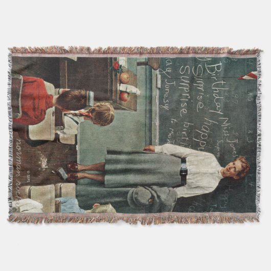 ハッピーバースデー、ジョーン恋しく思ズバイノーマン・ロックウェル スローブランケット (正面)