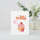 ハッピーバースデー! スイート カップケーキ ポストカード (スタンド正面)
