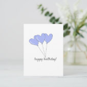 ハッピーバースデー スイート パープル ハート型風船 ポストカード (スタンド正面)