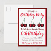 ハッピーバースデー スウィート ビング チェリー チェリーズ フルーツ インビテーションポストカード (正面/裏面)