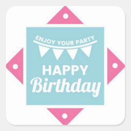 ハッピーバースデー スクエアシール
