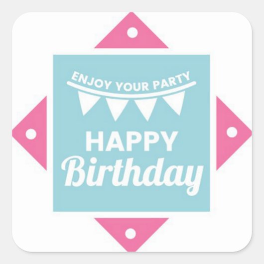 ハッピーバースデー スクエアシール (正面)