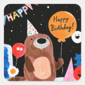 ハッピーバースデー スクエアシール (正面)