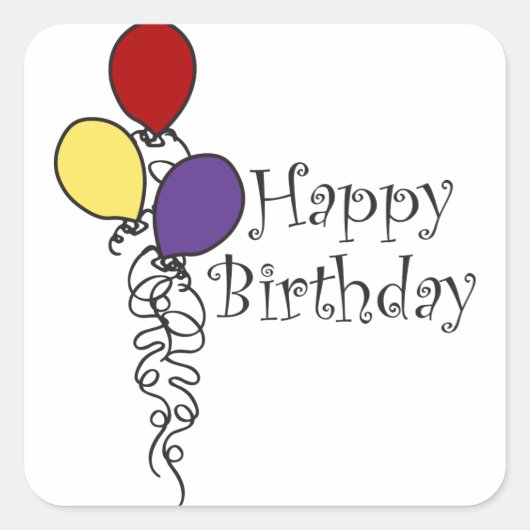 ハッピーバースデー スクエアシール (正面)