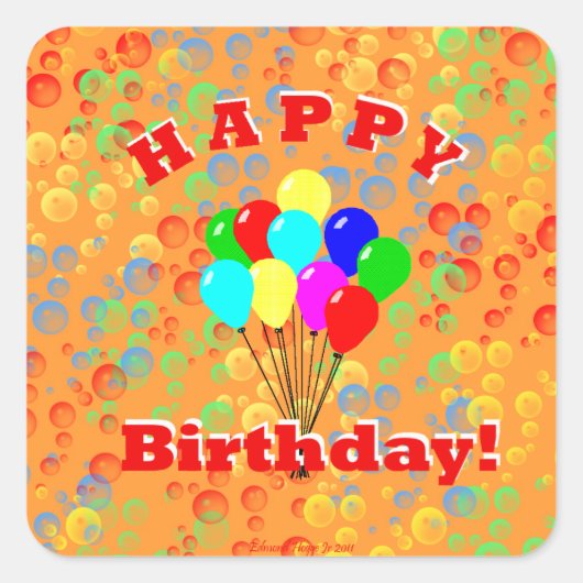 ハッピーバースデー! スクエアシール (正面)