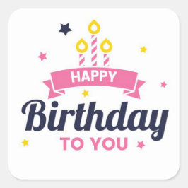 ハッピーバースデー スクエアシール