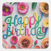 ハッピーバースデー スクエアシール (正面)