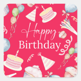ハッピーバースデー スクエアシール