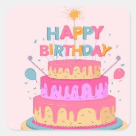 ハッピーバースデー スクエアシール