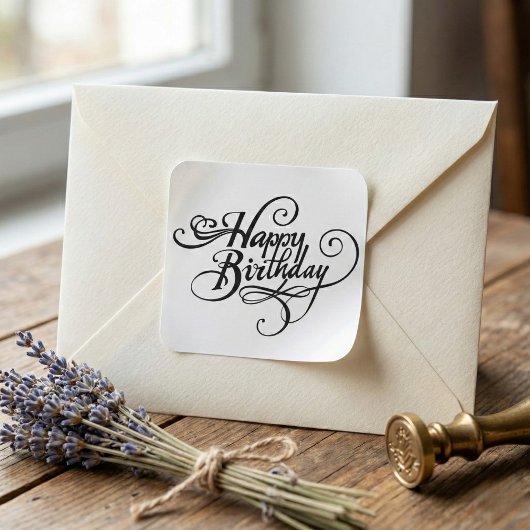 ハッピーバースデー スクエアシール