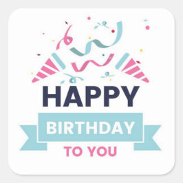 ハッピーバースデー スクエアシール