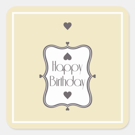 ハッピーバースデー スクエアシール (正面)