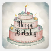 ハッピーバースデー スクエアシール (正面)