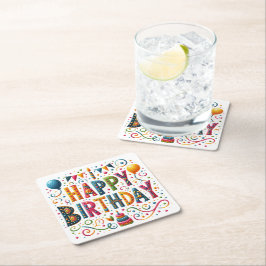 ハッピーバースデー スクエアペーパーコースター