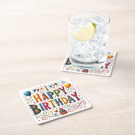 ハッピーバースデー スクエアペーパーコースター (インサイチュ)