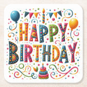 ハッピーバースデー スクエアペーパーコースター (正面)