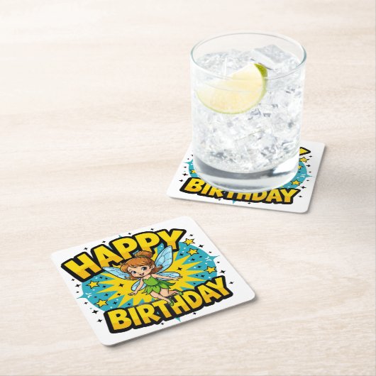 ハッピーバースデー スクエアペーパーコースター (インサイチュ)