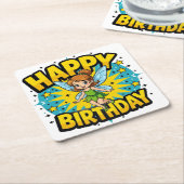 ハッピーバースデー スクエアペーパーコースター (アングル)
