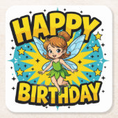 ハッピーバースデー スクエアペーパーコースター (正面)