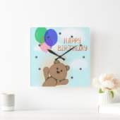 ハッピーバースデー スクエア壁時計 (ホーム)