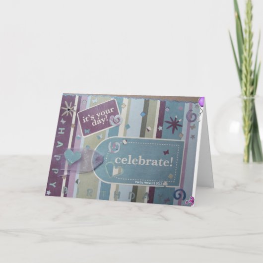 ハッピーバースデー-スクラップブックカード カード (正面)