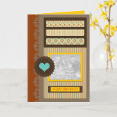 ハッピーバースデー(スクラップ) カード (黄色い花)