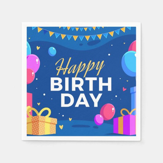 ハッピーバースデー スタンダードカクテルナプキン (正面)