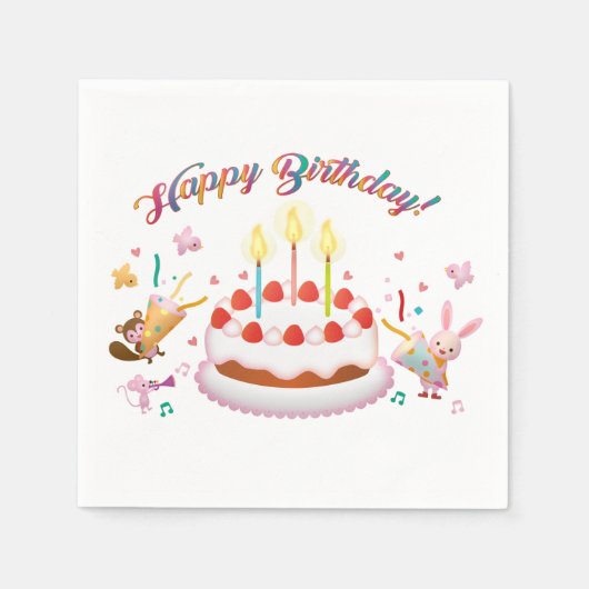 ハッピーバースデー スタンダードカクテルナプキン (正面)
