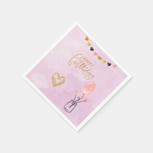 ハッピーバースデー スタンダードカクテルナプキン (角)