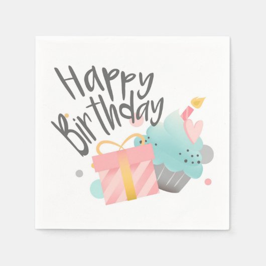 ハッピーバースデー スタンダードカクテルナプキン (正面)