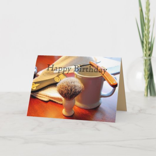 ハッピーバースデー、ストレートエッジかみそりカード カード (正面)