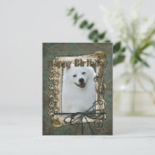 ハッピーバースデー – ストーンポーズアメリカンエスキモ ポストカード (スタンド正面)