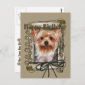ハッピーバースデー – ストーンポーズヨークシャーテリア ポストカード (正面/裏面)