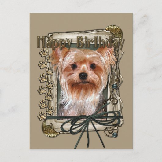 ハッピーバースデー – ストーンポーズヨークシャーテリア ポストカード (正面)